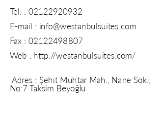 Westanbul Suites Butik Otel iletiim bilgileri